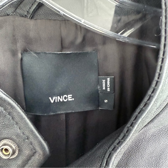 VINCE Leather Paneled Wool Moto Men’s Jacket Lambskin Black Size S Biker - Picture 6 of 16